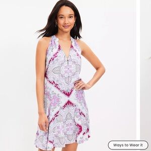 Loft Geo Halter Swing Dress Size Large